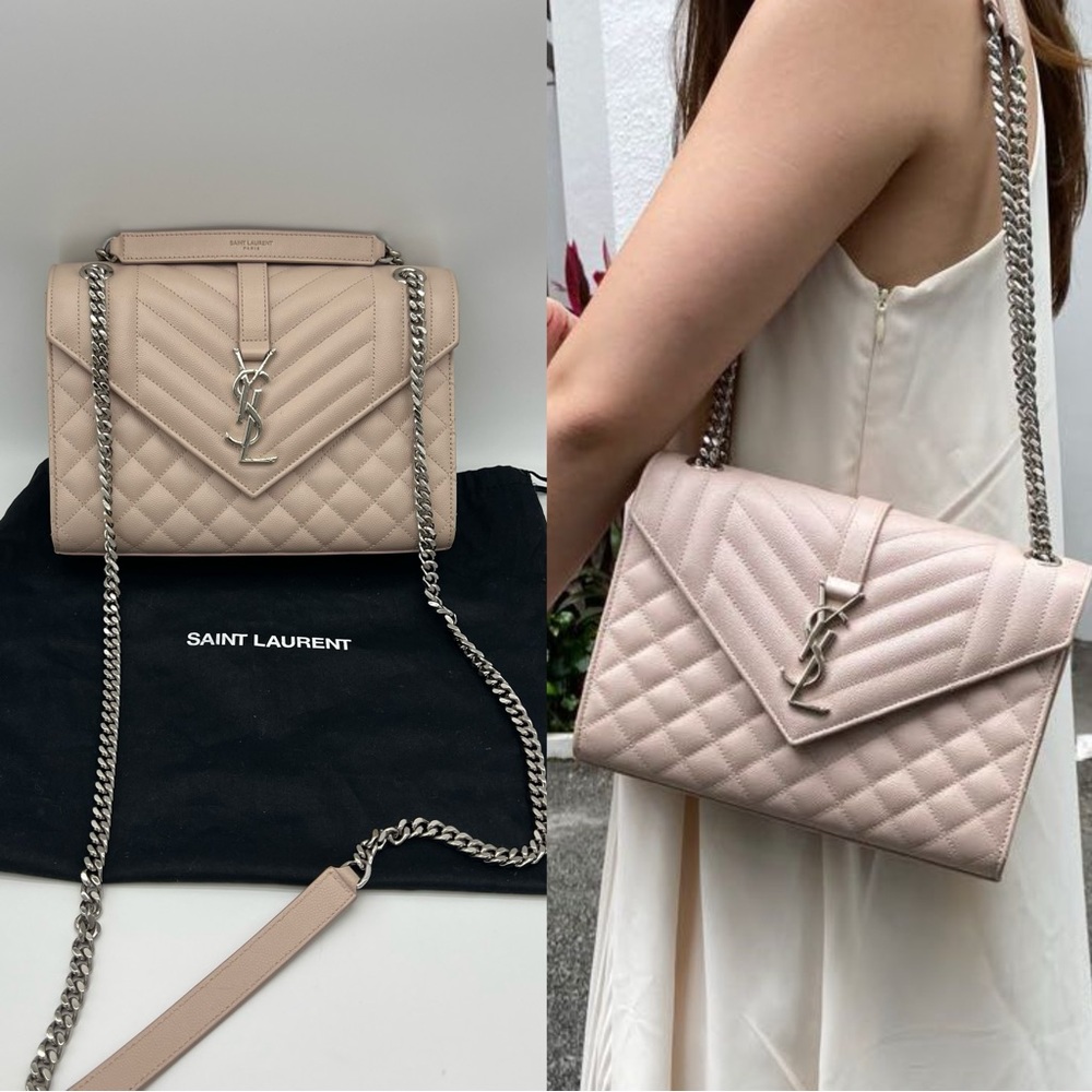 Authentic Envelope medium grained calfskin chain bag